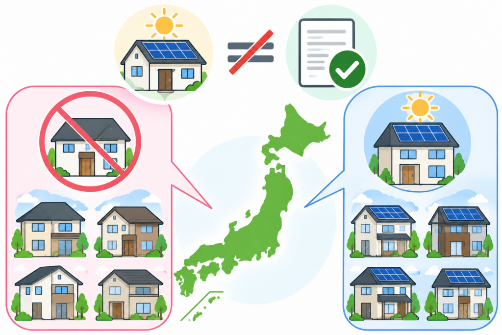 全国すべての新築住宅で太陽光発電が義務ではない